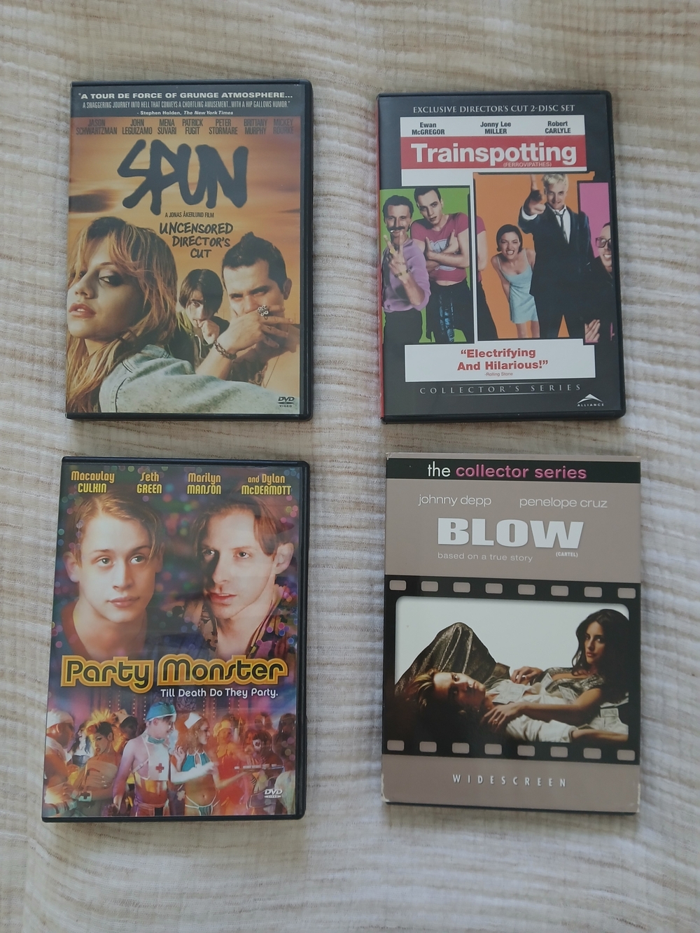 (2/20$)Assorted Movie DVD: Blow/Party Monster/Spun/Trainspotting